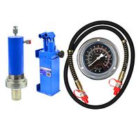 BSD Set Pressa Idraulica 30 Tonnellate - Pressa da Banco Idraulica, Pressa da Officina - Clindro Idraulico, Pompa Idraulica, Tubo Flessibile, Manometro