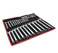 BSD Set professionale di chiavi combinate 25 pezzi 6-32 mm in acciaio CRV con trattamento termico, resistente alla corrosione e pratico porta-utensili.