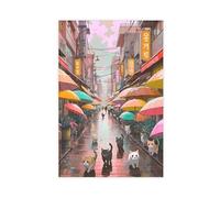 BSDFDFAA Stampa artistica da parete con scena di gatti della Corea che piove, stampa artistica da parete per soggiorno e camera da letto, 40 x 60 cm