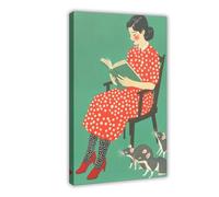 BSDFDFAA Stampa artistica da parete su tela con illustrazione vintage con topi che leggono i miei ratti, decorazione artistica da parete per soggiorno e camera da letto, 50 x 75 cm