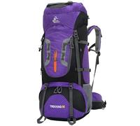 Bseash Zaino da 80 L impermeabile per escursionismo e campeggio con copertura antipioggia, grande capacità, zaino da viaggio per sport all'aperto, arrampicata e sci, Viola, 80L
