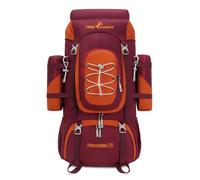 Bseash Zaino impermeabile da escursionismo e campeggio da 70L (65+5) con copripioggia, zaino da viaggio/daypack per sport all'aria aperta per arrampicata e trekking (rosso)