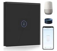 BSEED 40A Smart Interruttore per Scaldabagno, Interruttore per Scaldabagno con Amazon Alexa e Google Home, WiFi Interruttore per Scaldabagno con Touchscreen Nero(Linea Neutra Necessaria)