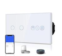 BSEED Alexa WiFi Touch Interruttore a 2 vie, telecomando con Smart Life/Tuya APP con interruttore intelligente per tapparelle, compatibile con Alexa e Google Home, colore bianco