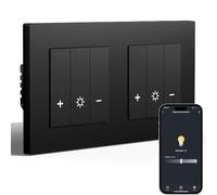 BSEED Doppio interruttore dimmer intelligente Zigbee da incasso, interruttore della luce intelligente compatibile con Alexa/Google Home/Tuya, telaio PC, richiede conduttori zero e gateway Zigbee, nero