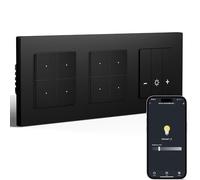 BSEED Doppio interruttore intelligente della luce con dimmer WiFi, interruttore dimmer a LED da incasso, compatibile con Alexa&Google Home, telaio PC, calendario intelligente, 4 scomparti, 1 via, nero
