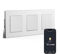 BSEED Doppio interruttore intelligente della luce con dimmer WiFi, interruttore dimmer a LED da incasso, compatibile con Alexa&Google Home, telaio PC, calendario intelligente, 1 vano, 1 via, bianco