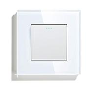 BSEED Interruttore a parete 1 Gang 1 Via,Bianco Interruttore da incasso senza viti a ribaltamento,Interruttore a levetta con pannello in vetro,Interruttore di illuminazione per il bagno