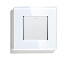 BSEED Interruttore a parete 1 Gang 1 Via,Bianco Interruttore da incasso senza viti a ribaltamento,Interruttore a levetta con pannello in vetro,Interruttore di illuminazione per il bagno