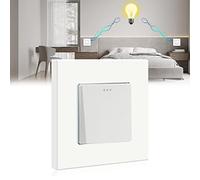 BSEED Interruttore a Pulsante 1 Gang 2 Vie, Interruttore della Luce da Incasso, Interruttore a Pulsante del Pannello del PC per Soggiorno, Cucina e Ufficio, Bianco 86mm