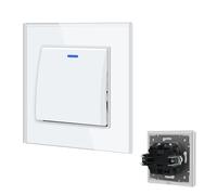 BSEED Interruttore da Incasso con Terminale a Spina, Interruttore 1 Gang 3 Vie, Interruttore a Pulsante con Indicatore Luminoso a LED, Interruttore a Parete per Soggiorno Ufficio Cucina, Bianco