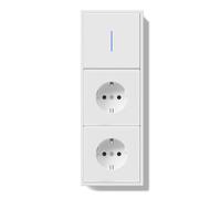BSEED Interruttore della luce con presa con morsetto, 1 interruttore a 2 vie, con spia LED con doppia presa opaca, interruttore da incasso con doppia presa con telaio in PC, bianco, 220 x 80 mm