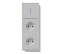 BSEED Interruttore della luce con presa con morsetto, 1 scomparto a 1 via, con spia LED con doppia presa opaca, interruttore da incasso con doppia presa con telaio in PC, grigio chiaro, 220 x 80 mm