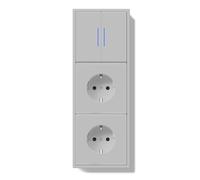 BSEED Interruttore della luce con presa con morsetto, interruttore a 2 vie, con spia LED con doppia presa opaca, interruttore da incasso con doppia presa con telaio in PC, grigio chiaro, 220 x 80 mm