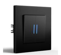 BSEED Interruttore della luce da incasso con artigli, interruttore a 2 vie, con spia LED, interruttore da parete con telaio in PC opaco, interruttore moderno, 86 mm, nero