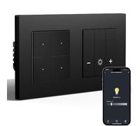 BSEED Interruttore della luce intelligente con dimmer WiFi, interruttore dimmer LED da incasso, compatibile con Alexa&Google Home, telaio PC, calendario intelligente, 4 scomparti 1 via, nero (neutro