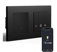 BSEED Interruttore della luce intelligente con dimmer WiFi, interruttore dimmer LED da incasso, compatibile con Alexa&Google Home, telaio PC, calendario intelligente, 1 volta, 1 via, nero (neutro