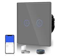 BSEED Interruttore della luce intelligente Wi-Fi Touch (neutro richiesto), interruttore WiFi in vetro, Alexa e Google Home funzionano con Tuya, 2 vie 1 direzione grigio