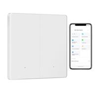 BSEED Interruttore della luce intelligente, WiFi, 2 scomparti, 1 via, funziona con Amazon Alexa/Google Home/Tuya/Smart Life, interruttore da parete Alexa bianco (richiesto filo neutro)