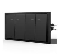BSEED - Interruttore della luce opaco con luce, interruttore a 2 vie da incasso con artigli, solo montaggio orizzontale, Serie C, doppio 2 vani 2 vie, 150 mm, nero