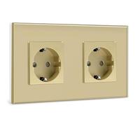 BSEED Interruttore di ripristino della luce, 1 vano, 1 via, in vetro, interruttore di ripristino da incasso, interruttore da parete dorato (saltare indietro dopo aver premuto nella posizione originale