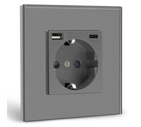 BSEED Interruttore di ripristino della luce, 1 vano, 1 via, in vetro, interruttore di ripristino da incasso, interruttore da parete grigio (saltare indietro dopo aver premuto nella posizione originale