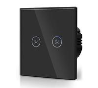 BSEED Interruttore dimmer da 700 W, toccando l'interruttore della luce da parete in vetro equilibrato, funziona con luci a LED dimmerabili, 2 vani e 1 via, colore nero