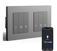 BSEED Interruttore dimmer doppio WiFi, 1 scomparto a 1 via, interruttore dimmer intelligente, telaio PC, compatibile con Amazon Alexa e Google Home, interruttore della luce dimmerabile, per lampade a