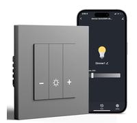 BSEED Interruttore dimmer WiFi con telaio in PC, 1 scomparto a 1 via, compatibile con Amazon Alexa e Google Home, interruttore della luce dimmerabile per lampade a LED 240 V, grigio (neutro richiesto)
