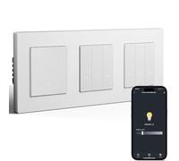BSEED Interruttore intelligente della luce con doppio dimmer WiFi, interruttore dimmer a LED da incasso, compatibile con Alexa&Google Home, telaio PC, calendario intelligente, 1 vano, 1 via, bianco