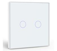 BSEED Interruttore Luci 2 Gang 1 Via, Interruttore da Muro, Interruttore a Sfioramento con Cornice in Vetro 86mm, Interruttore a Parete Bianco 500W (Non è un Interruttore Intelligente)