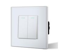 BSEED Interruttore per luci a levetta a 2 vie, bianco pulsante, 10 Ampere, interruttore meccanico da parete 86 mm, telaio in vetro, interruttore standard