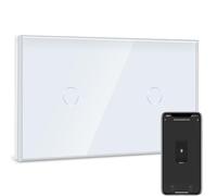 BSEED Interruttore WIFI 1 Gang 2 Vie Più 1 Gang 2 Vie Interruttore Smart Alexa Compatibile con Google Home e Tuya APP, Interruttore Tattile WIFI Bianco(Richiesto la Linea Neutra) 157mm