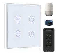 BSEED Interruttore WIFI 4 Gang 1 Via Interruttore Smart Compatibile con Google Home e Amazon Alexa, Interruttore a Parete a Sfioramento Bianco(Richiesto la Linea Neutra)