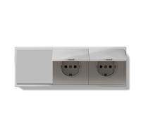 BSEED LIFE - Interruttore della luce con presa, 1 presa Schuko a 2 vie, con copertura impermeabile, presa da incasso standard UE con telaio in PC, 220 x 80 mm, con artigli, colore: Bianco