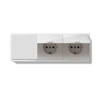 BSEED LIFE - Interruttore della luce con presa, presa Schuko a 1 via, con copertura impermeabile, presa da incasso standard UE con telaio in PC, 220 x 80 mm, con artigli, colore: Bianco
