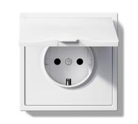 BSEED LIFE Presa Schuko con copertura impermeabile, presa da incasso standard UE, presa da parete 16 Amp con telaio in PC, 80 x 80 mm con artigli, 1 scomparto bianco