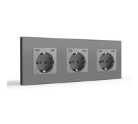 BSEED Presa a 3 scomparti con doppio tipo C, presa USB C da incasso, pannello PC, presa di sicurezza per bambini, presa da incasso, presa da parete, grigio 228 mm