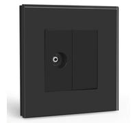 BSEED Presa a Muro Standard EU 1/2 Presa Coassiale per Antenna TV da Incasso e 1/2 Pannello Vuoto, Nero 86mm