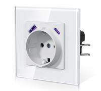 BSEED Presa con USB C 20 W, ricarica rapida da parete con artigli, presa da incasso standard UE, facile da montare, 16 A, 250 V, serie E, 1 scomparto, 86 mm, bianco