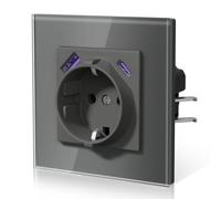 BSEED Presa con USB C 20 W, ricarica rapida da parete con artigli, presa da incasso standard UE, facile da montare, 16 A, 250 V, serie E, 1 scomparto, 86 mm, grigio