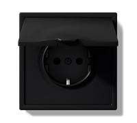 BSEED Presa da incasso con copertura impermeabile, 250 V, 16 A, presa esterna con telaio in PC, presa da parete con artigli, per ambienti umidi, bagno, 1 scomparto nero