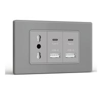 BSEED Presa da Muratura USB A e C, 118mm, Grigio per Ufficio, Hotel e Casa