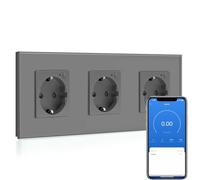 BSEED Presa intelligente Wi-Fi 16A con misurazione della corrente, presa intelligente a 3 scomparti con misurazione del consumo e coltello dei costi energetici, funziona con Amazon Alexa, Google Home