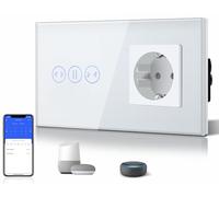 BSEED Presa normale con WIFI e interruttore a parete touch Schuko, prese da parete bianche, funziona con Alexa/Tuya/Google Home/SMART LIFE (è necessario il conduttore neutro)