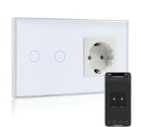BSEED Presa normale da 16 A con interruttore della luce intelligente WiFi, interruttore da parete in vetro intelligente compatibile con Alexa e Google Home su SOLO 2,4 GHz, rete 2 scomparti, 1 via