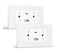 BSEED Presa, Presa con USB A e USB C, Prese Elettriche da Muro 118mm, Spina Italiana per Ufficio Casa, Bianco 2 Pezzi