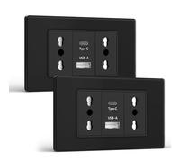 BSEED Presa, Presa con USB A e USB C, Prese Elettriche da Muro 118mm, Spina Italiana per Ufficio Casa, Nero 2 Pezzi