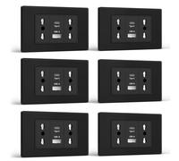 BSEED Presa, Presa con USB A e USB C, Prese Elettriche da Muro 118mm, Spina Italiana per Ufficio Casa, Nero 6 Pezzi