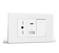 BSEED Presa, Prese Elettriche da Muro con Interruttore 1 Gang 1 Via e Presa USB A e USB C, Spina 118m per Ufficio Casa, Bianco
